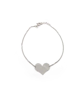 White Gold Casella Bracelet with Heart Pendant