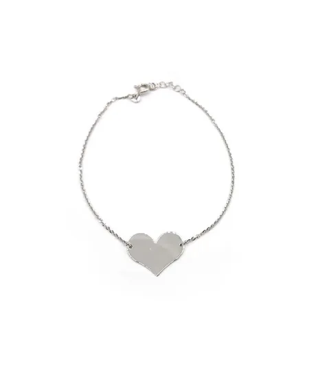 White Gold Casella Bracelet with Heart Pendant