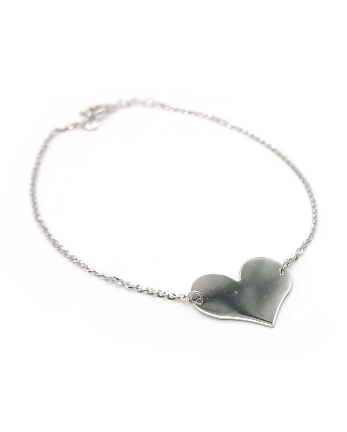 White Gold Casella Bracelet with Heart Pendant