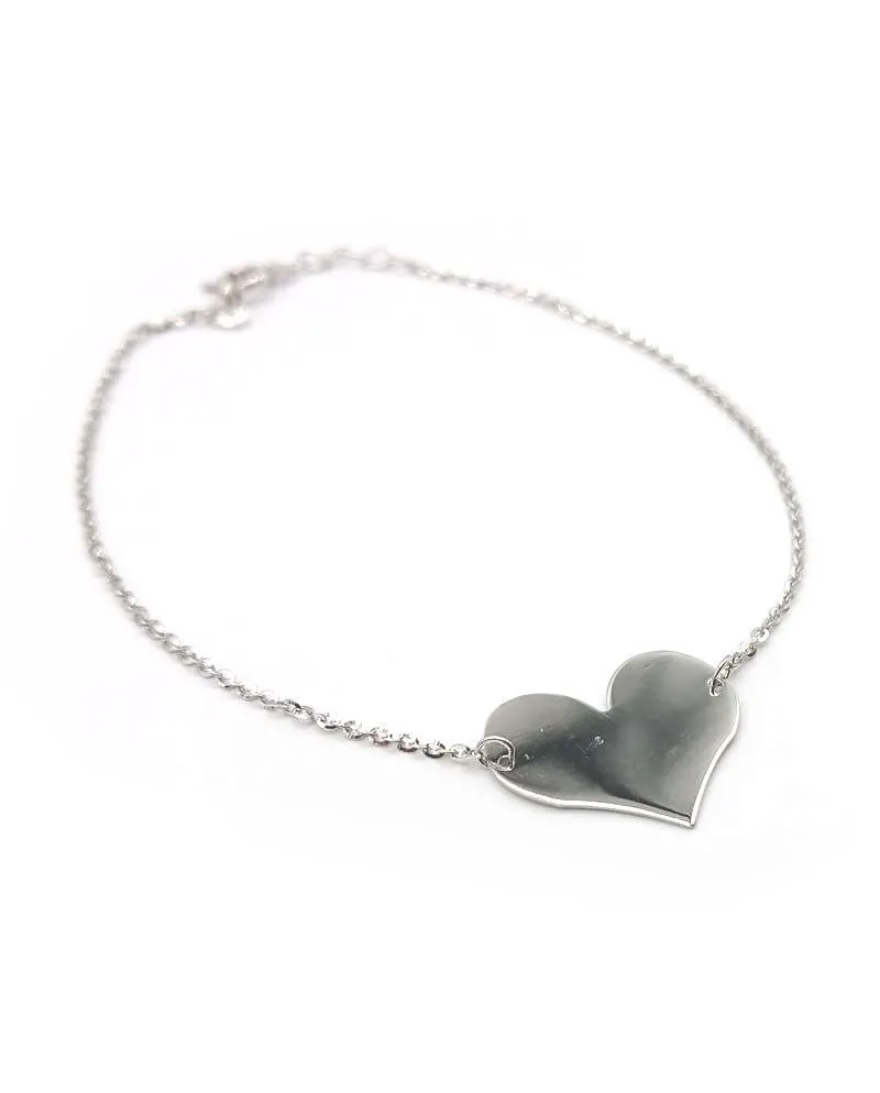 Bracciale Casella Gioielli in Oro Bianco con Cuore Pendente