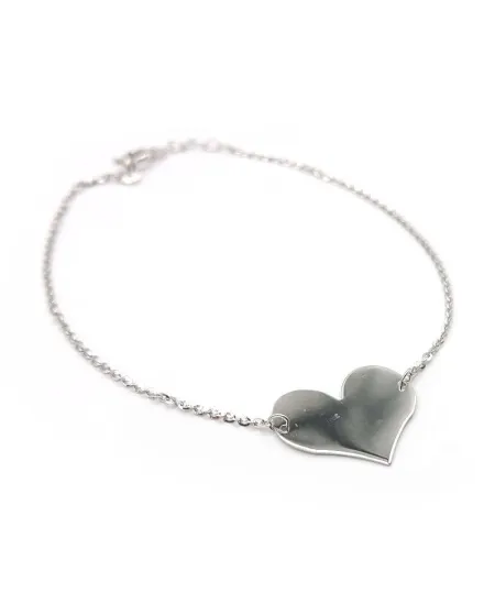 Bracciale Casella Gioielli in Oro Bianco con Cuore Pendente