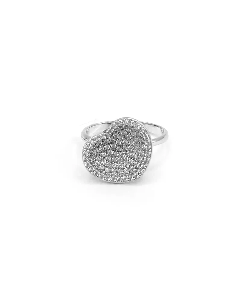 Ring Casella Jewels in White Gold with Heart of Zircons