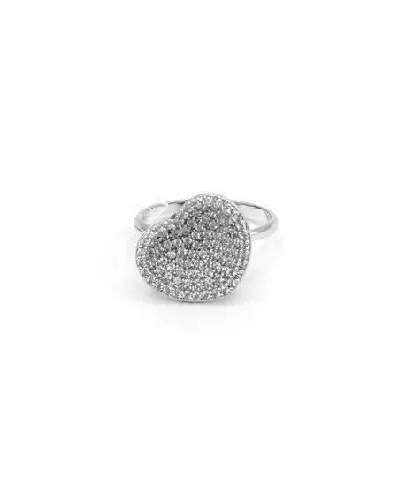 Bague Casella Bijoux en Or Blanc avec Cœur de Zircons
