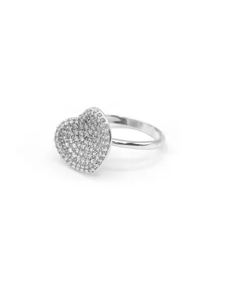 Bague Casella Bijoux en Or Blanc avec Cœur de Zircons