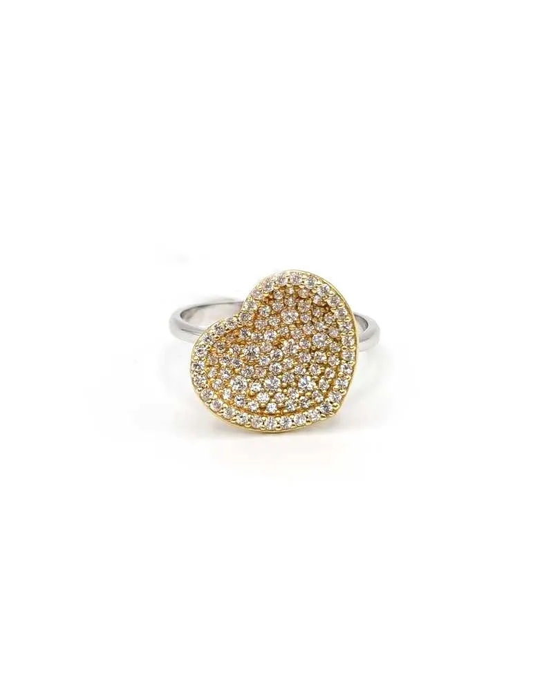 Bague Casella Or Bicolore avec Cœur en Zirconium