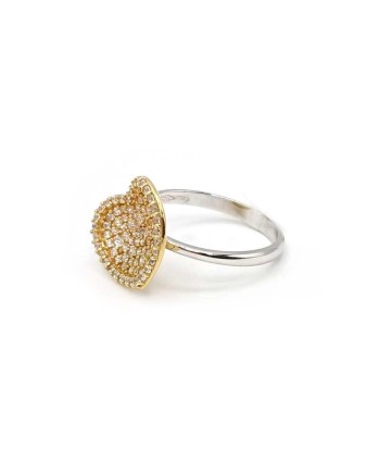 Bicolor Gold Casella Ring with Zirconia Heart