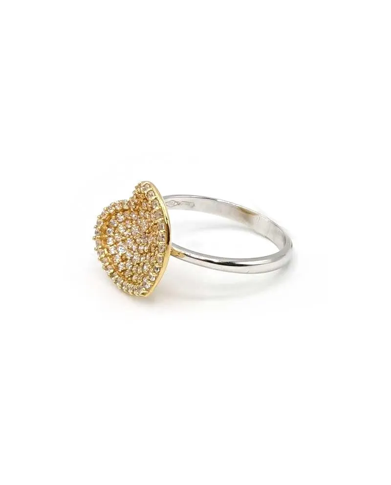 CARISSMA Collana Donna Oro Bicolore 9ct - Catena Con Cuore Aperto E Zirconi Cubici - Lunghezza 46 Cm - Gioiello Eleganza Italiana