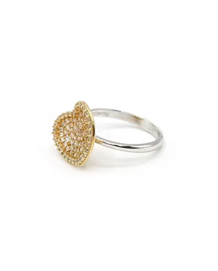 Bague Casella Or Bicolore avec Cœur en Zirconium