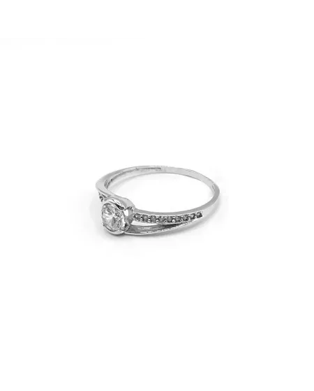 Anello Casella Gioielli in Oro Bianco con Zirconi