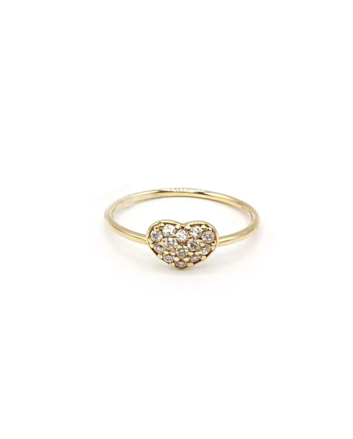 Casella Gioielli Ring in Yellow Gold with Heart of Zircons