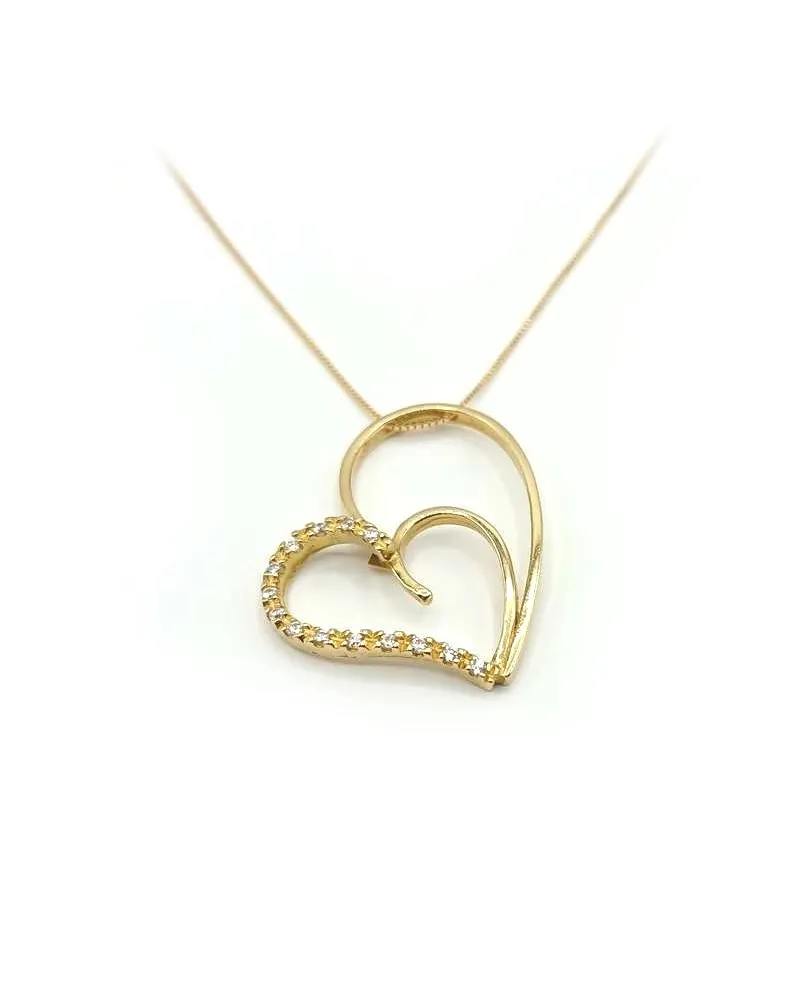 Jewel Casella Choker en Or Jaune et Coeur avec Zircons