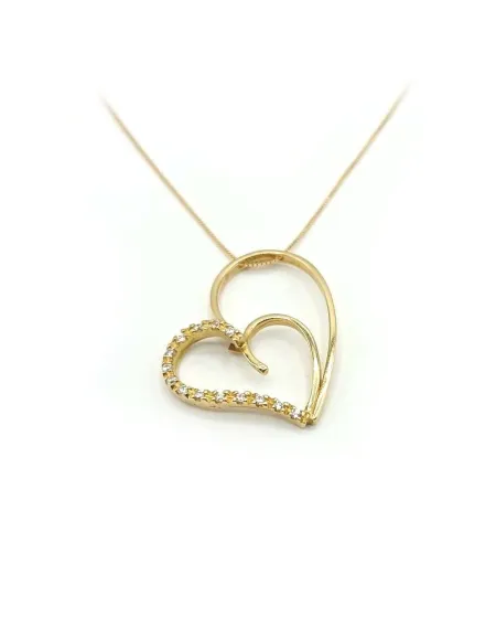 Jewel Casella Choker en Or Jaune et Coeur avec Zircons