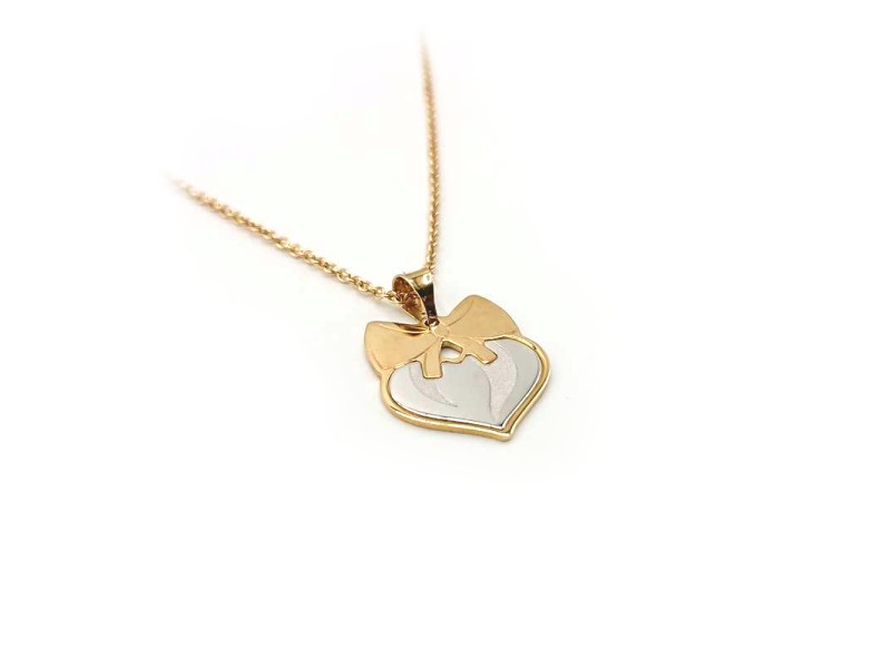 Jewelery Casella Choker in Two-Tone Gold with Heart