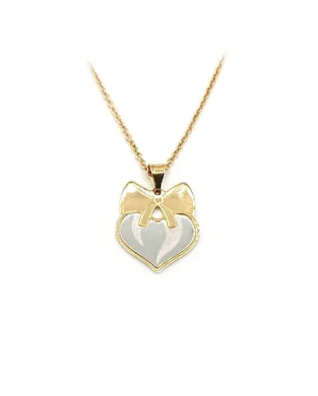Casella à Bijoux Tour de Cou en Or Bicolore avec Cœur