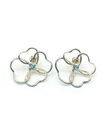 Boucles d'Oreilles Malafimmina Ciuri en Or Jaune avec Topaze et Émail