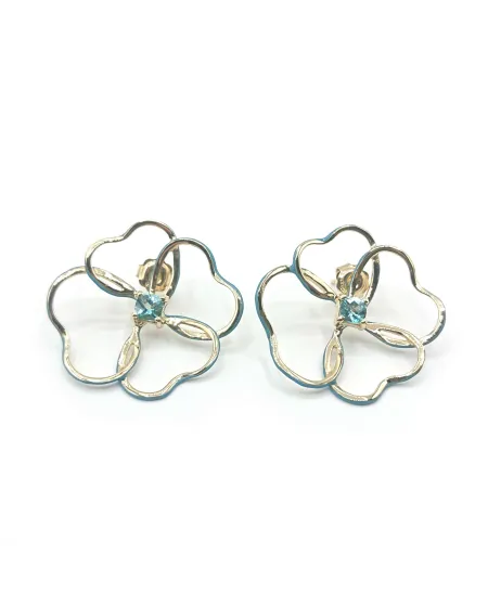 Boucles d'Oreilles Malafimmina Ciuri en Or Jaune avec Topaze et Émail