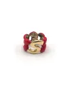 Malafimmina Macaron Ring in Yellow Gold and Silver with Enamel and Letter "S"