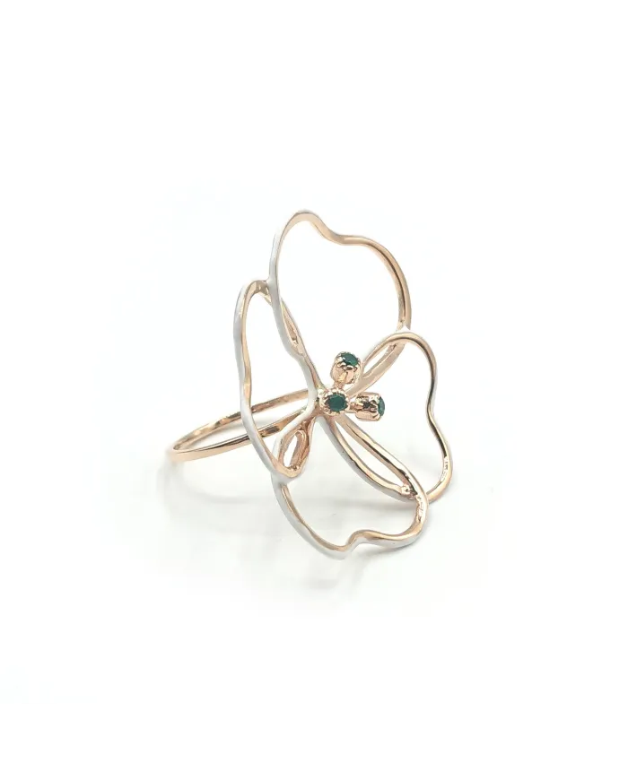 Bague Malafimmina Ciuri en Or Jaune avec Tzavorrite et Émail