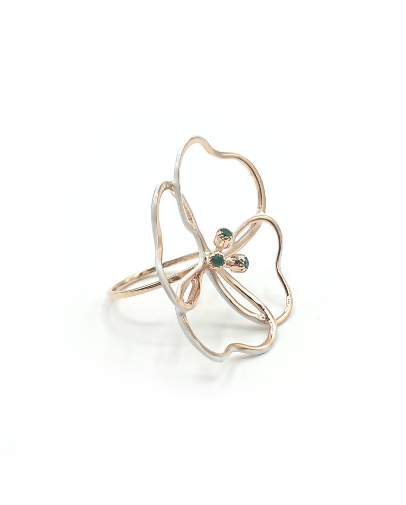 Malafimmina Ciuri Ring in Yellow Gold with Tzavorrite and Enamel