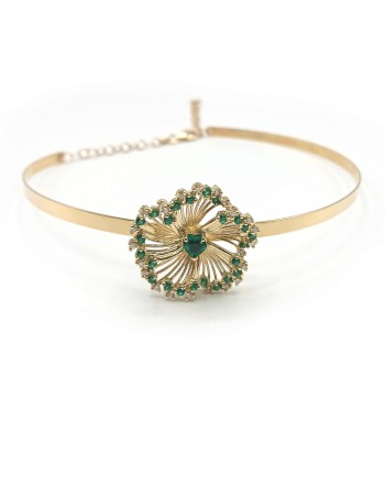 Malafimmina Igiea Chocker in Yellow Gold with Emerald, Tzavorrites and Diamonds