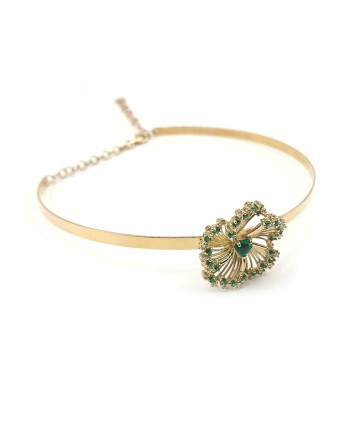 Malafimmina Igiea Chocker en Or Jaune avec Emeraude, Tzavorrites et Diamants