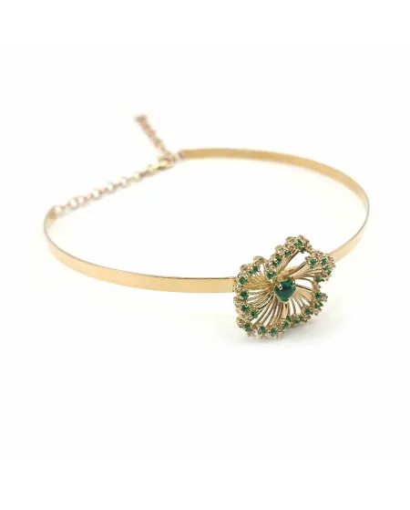 Chocker Malafimmina Igiea in Oro Giallo con Smeraldo, Tzavorriti e Diamanti