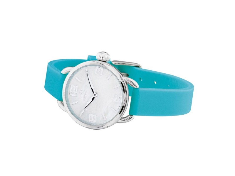 Hoops Candy Watch with White Dial and Turquoise Silicone Strap