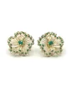 Boucles d'Oreilles Malafimmina Igiea en Or Jaune avec Emeraude, Tzavorrites et Diamants