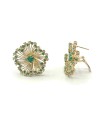 Boucles d'Oreilles Malafimmina Igiea en Or Jaune avec Emeraude, Tzavorrites et Diamants