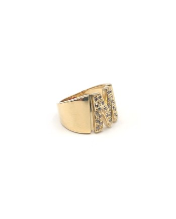 Malafimmina My Ring in Yellow Gold with Letter "M" and Diamonds
