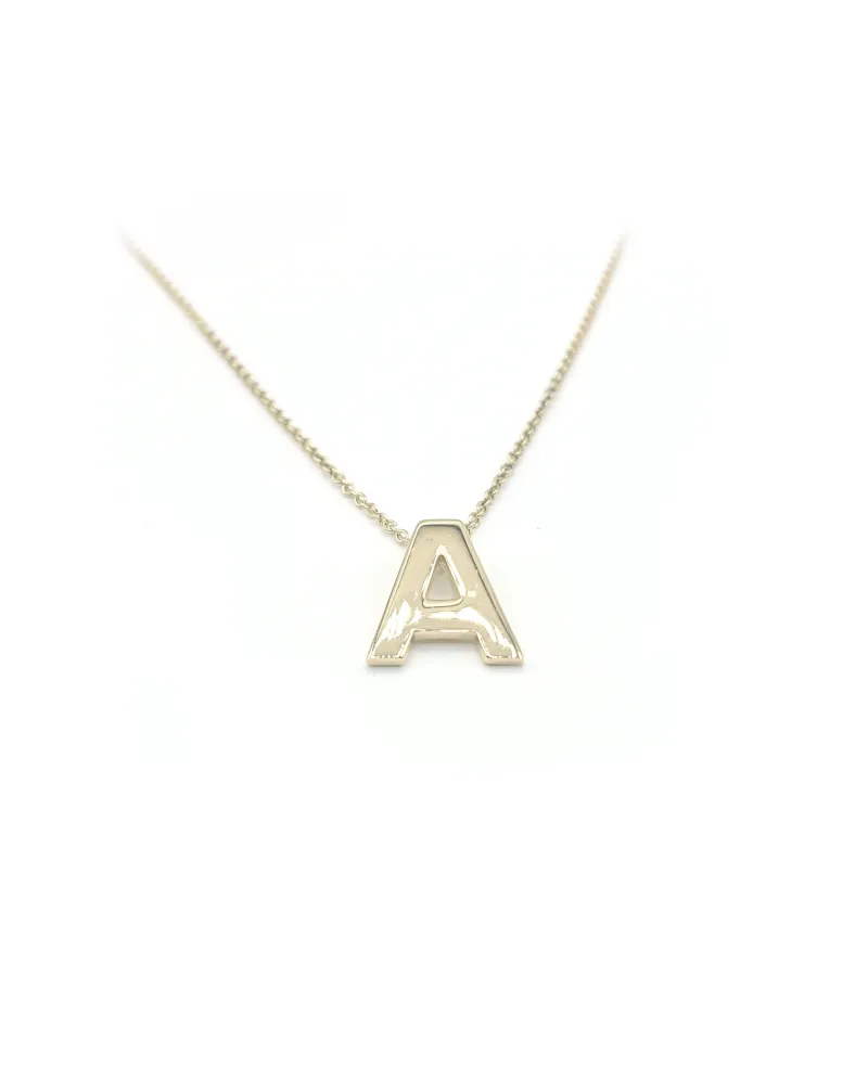 Collier Malafimmina Moon en Or Jaune avec Pendentif Lettre "A"