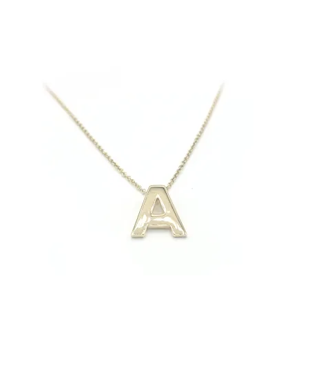 Collier Malafimmina Moon en Or Jaune avec Pendentif Lettre "A"