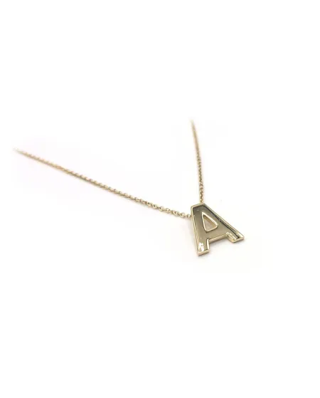 Collana Malafimmina Moon in Oro Giallo con Pendente Lettera "A"