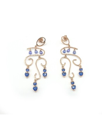 Malafimmina Cielo Earrings in Rose Gold with Blue Sapphires