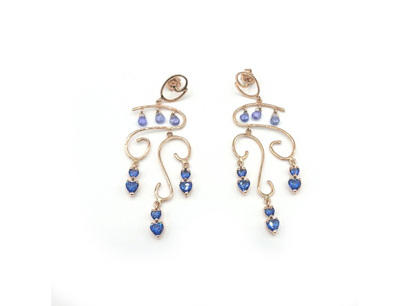 Malafimmina Cielo Earrings in Rose Gold with Blue Sapphires