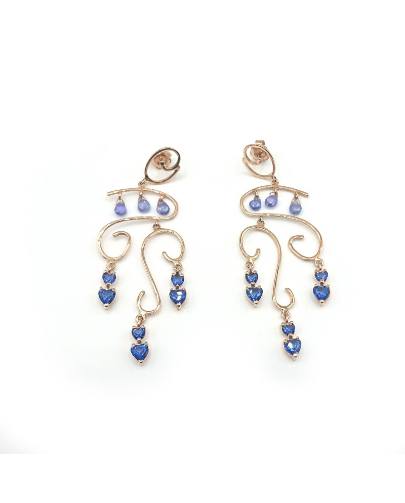 Malafimmina Cielo Earrings in Rose Gold with Blue Sapphires