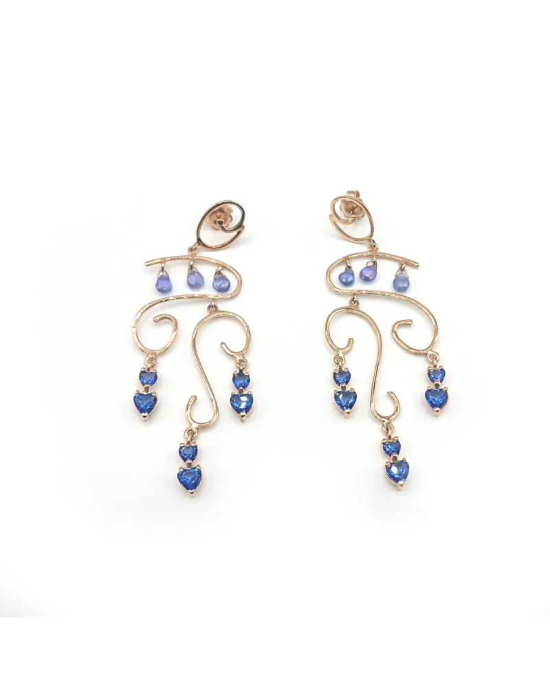 Orecchini Malafimmina Cielo in Oro Rosa con Zaffiri Blu Orecchini Malafimmina Cielo in Oro Rosa con Zaffiri Blu