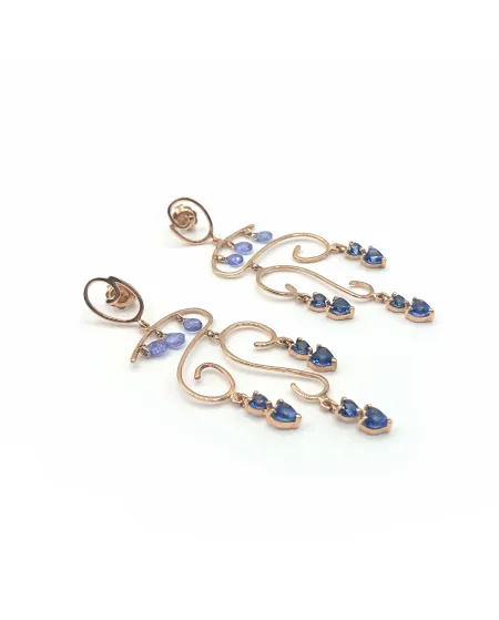 Malafimmina Cielo Earrings in Rose Gold with Blue Sapphires