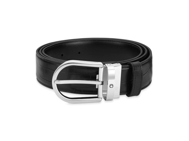 Montblanc Reversible Leather Belt with Horseshoe Buckle