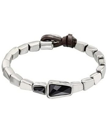 Bracciale Uno De 50 Glamatic in Cuoio e Argento con Cristallo Swarovski