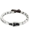 Bracciale Uno De 50 Glamatic in Cuoio e Argento con Cristallo Swarovski