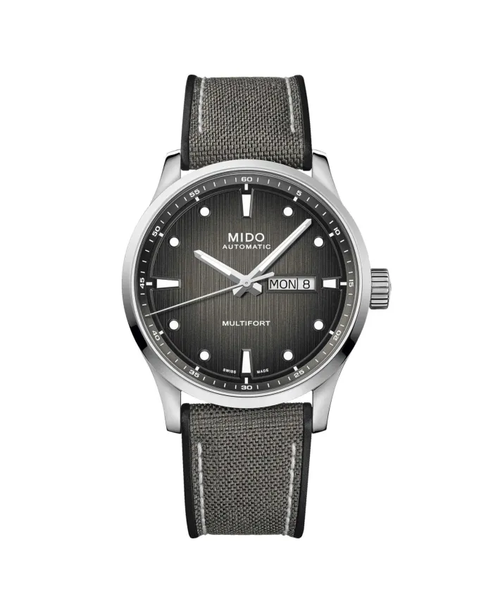 Montre Mido Multifort M avec cadran gris et bracelet en tissu