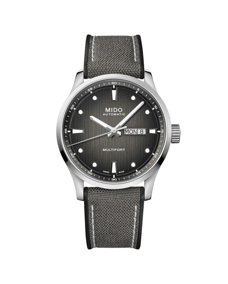 Montre Mido Multifort M avec cadran gris et bracelet en tissu