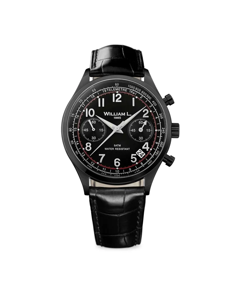 Cronografo Vintage Style William L. 1985 IP Nero | Gioielleria Casella |  Orologi al quarzo