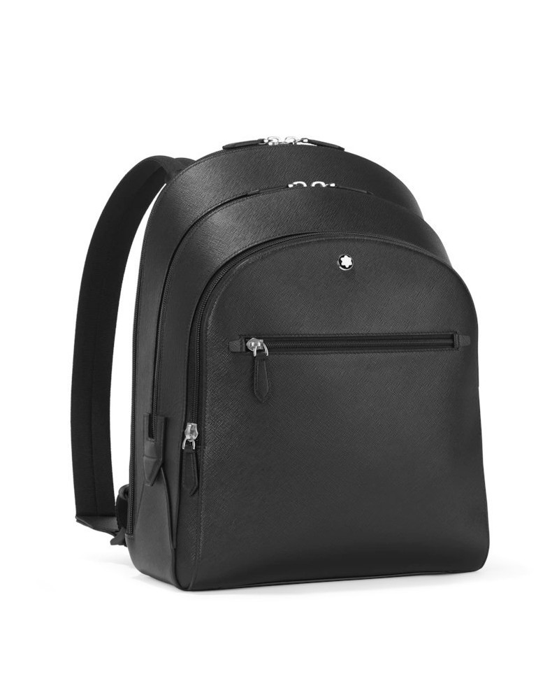 Sac à Dos Moyen Montblanc Sartorial 3 Compartiments en Cuir Noir