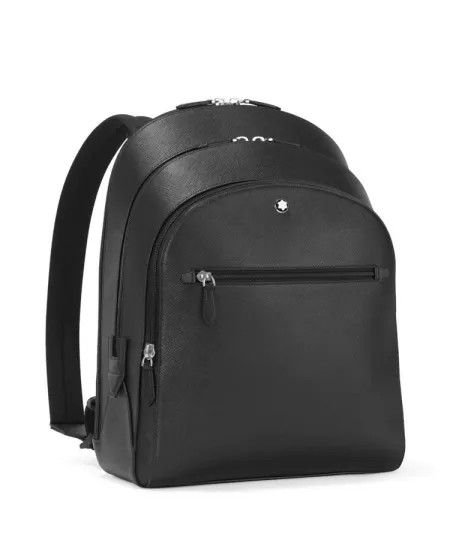 Sac à Dos Moyen Montblanc Sartorial 3 Compartiments en Cuir Noir