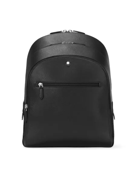 Sac à Dos Moyen Montblanc Sartorial 3 Compartiments en Cuir Noir