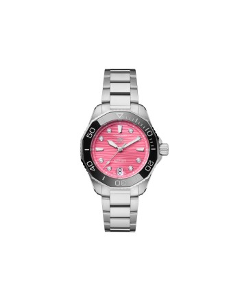 Orologio Tag Heuer Aquaracer Professional 300 Rosa 36 mm con Diamanti e Cinturino in Acciaio