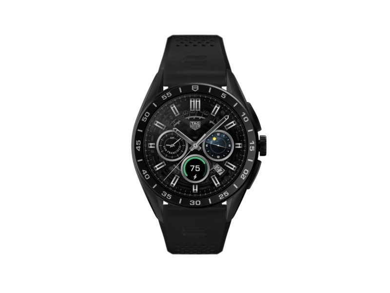Tag Heuer Connected 45 mm Black DLC Titanium Smartwatch with Rubber Strap