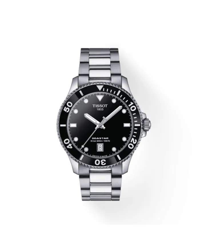 Montre Tissot Seastar 1000 40 mm avec cadran noir et bracelet en acier